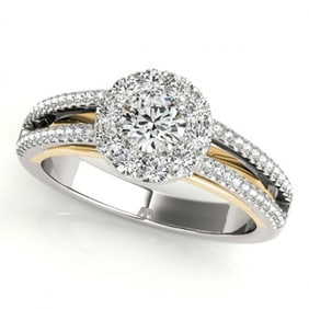 0.75 ctw Certified VS/SI Diamond Solitaire Halo Ring 18k 2Tone Gold
