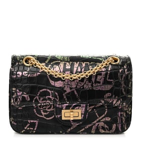 Chanel Calfskin Crocodile Embossed Graffiti 2.55