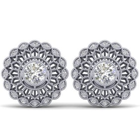 1.5 ctw Certified VS/SI Diamond Art Deco Stud Earrings 14k White Gold