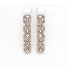 6.08 ctw Emerald Cut Diamond Micro Pave Earrings 18K Rose Gold
