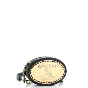Chanel Logo Plate Oval Clutch With
