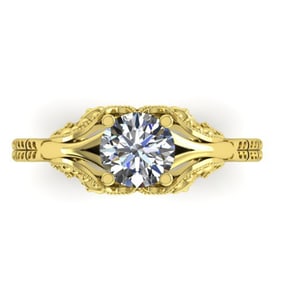 1 ctw Solitaire Certified VS/SI Diamond Ring Art Deco 14k Yellow Gold