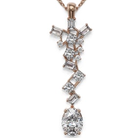 2.2 ctw Oval Cut Diamond Designer Necklace 18K Rose Gold