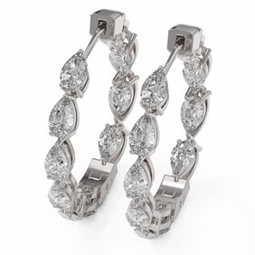 5.2 ctw Pear Cut Diamond Earrings 18K White Gold
