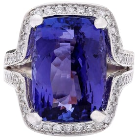 Tanzanite Diamond Ring 14K White Gold
