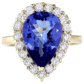 Natural Tanzanite Diamond Ring In 18K