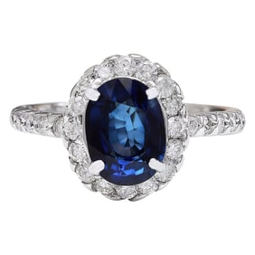 3.20 CTW Sapphire 14K White Gold Diamond Ring