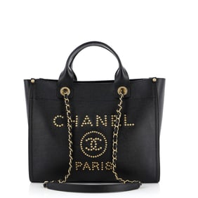Chanel Deauville Tote Studded Caviar Small