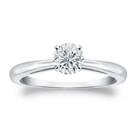 Natural 0.50 CTW Diamond Solitaire Ring 18K White Gold