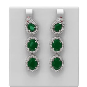 21.3 ctw Emerald & Diamond Earrings 18K White Gold