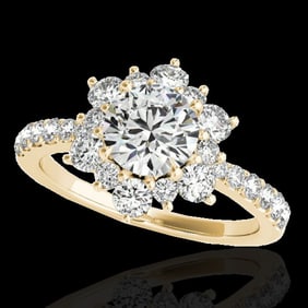 2.19 ctw Certified Diamond Solitaire Halo Ring 10k Yellow Gold