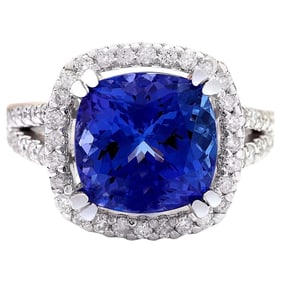 Tanzanite Diamond Ring 14K White Gold