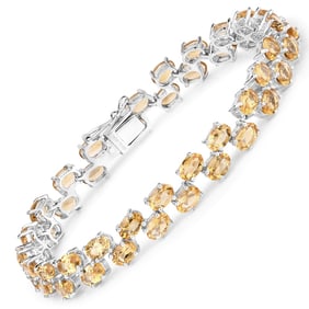 19.78 CT Genuine Citrine 14K White Gold Bracelet