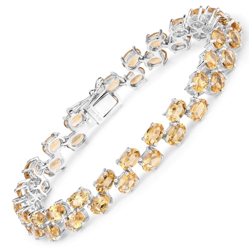 19.78 CT Genuine Citrine 14K White Gold Bracelet