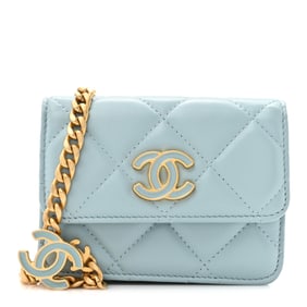 Chanel Lambskin Enamel Quilted Clutch With