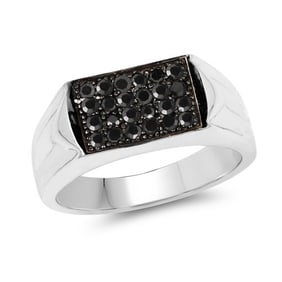 0.42 CT Genuine Black Diamond 14K White Gold Ring