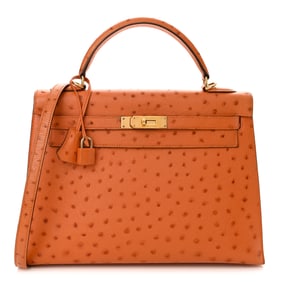 Hermes Ostrich Kelly Sellier 32 Orange