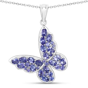 3.78 CT Genuine Tanzanite 14K White Gold Pendant