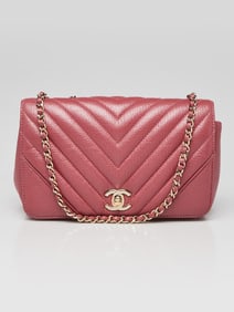 Chanel Pink Chevron Quilted Leather Mini