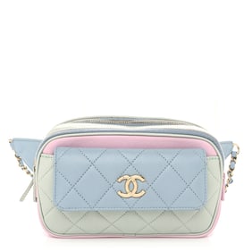 Chanel Goatskin Quilted Waist Bag Green