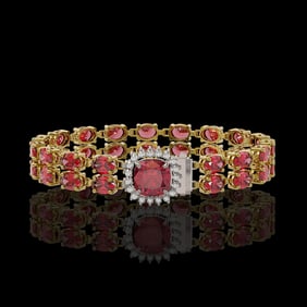 17.35 ctw Tourmaline & Diamond Bracelet 14K Yellow Gold