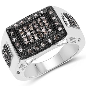 0.52 CT Genuine Champagne Diamond 14K White Gold Ring