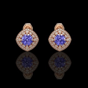 5.09 ctw Tanzanite & Diamond Victorian Earrings 14K Rose Gold