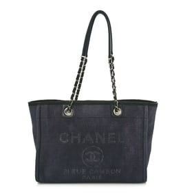 Chanel Canvas Small Deauville Tote Navy