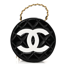Chanel Patent CC Round Vanity Case