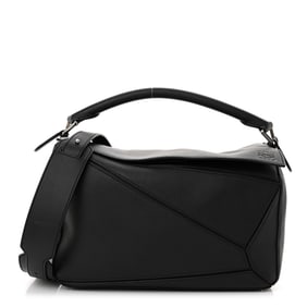 Loewe Calfskin Medium Puzzle Bag Black