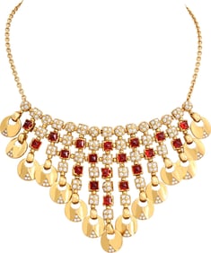 Garnet and diamond necklace in 18k