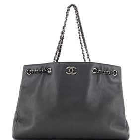 Chanel Woven Chain Shopping Tote Caviar