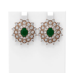 9.28 ctw Emerald & Diamond Earrings 18K Rose Gold