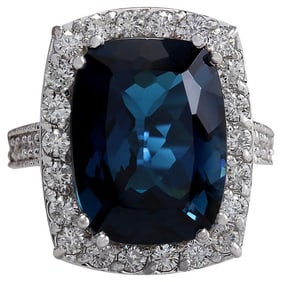 Vibrant Natural Topaz Diamond Ring In 14K White Gold