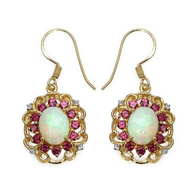 4.94 CT Genuine Multi Stones 14K Yellow Gold Earrings