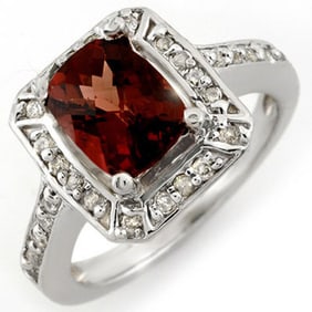 2.40 ctw Pink Tourmaline & Diamond Ring 14k White Gold