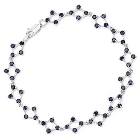 3.36 CT Genuine Blue Sapphire 14K White Gold Bracelet