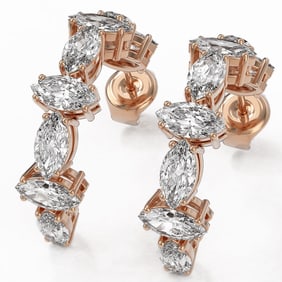 4.16 ctw Marquise Cut Diamond Designer Earrings 18K Rose Gold