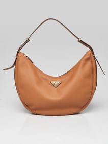 Prada Caramel Soft Grain Leather Hobo