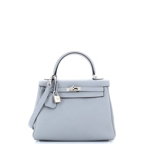 Hermes Kelly Handbag Bleu Glacier Togo