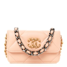 Chanel Lambskin Quilted Chanel 19 Clutch