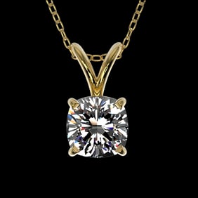 0.50 ctw Certified VS/SI Quality Cushion Diamond Necklace 10k Yellow Gold