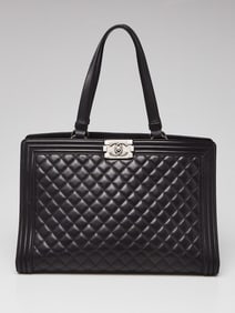 Chanel Black Quilted Lambskin Leather Boy