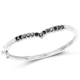 2.28 CT Genuine Black Diamond 14K White Gold Bangle