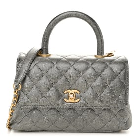 Chanel Metallic Caviar Quilted Mini Coco