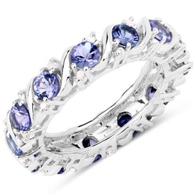2.64 CT Genuine Tanzanite and White Diamond 14K White Gold Ring