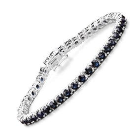 8.36 CT Genuine Blue Sapphire 14K White Gold Bracelet
