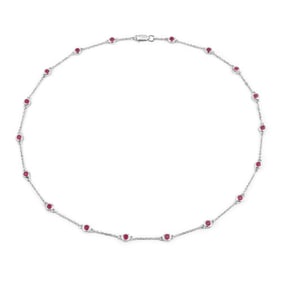 2.34 CT Genuine Ruby 14K White Gold Necklace