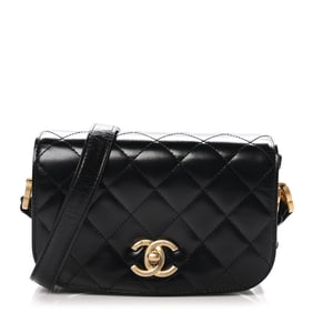 Chanel Shiny Calfskin Quilted Suede Goatskin