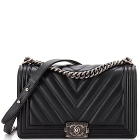 Chanel Boy Flap Bag Chevron Calfskin